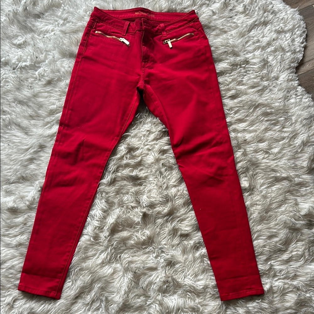 Michael Kors - Stylish Red Jeans with gold hardware